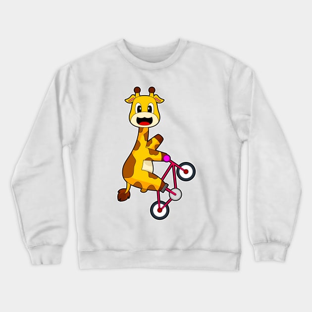 Giraffe Bicycle Crewneck Sweatshirt by Markus Schnabel